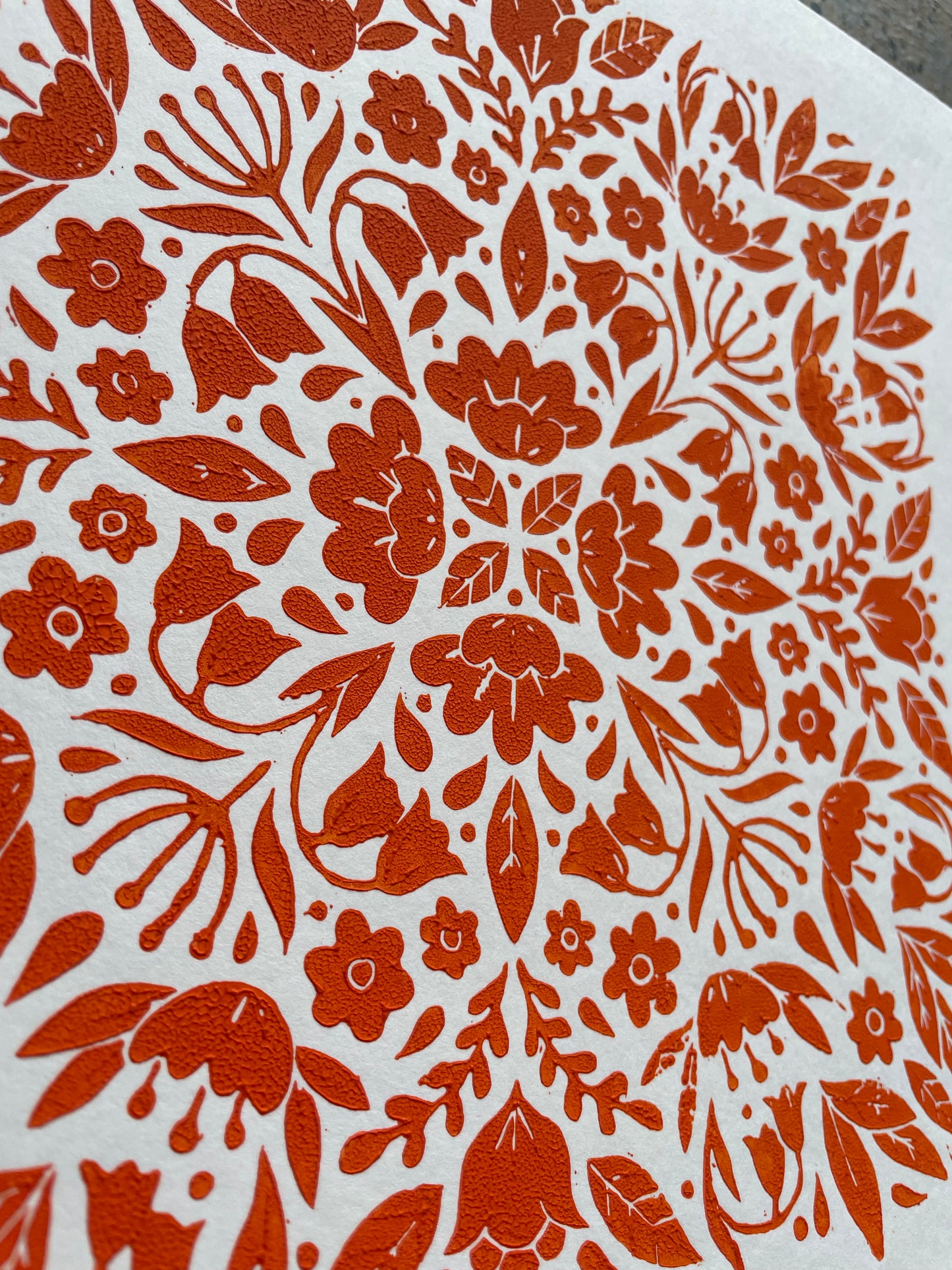 Orange Floral Pattern - Square