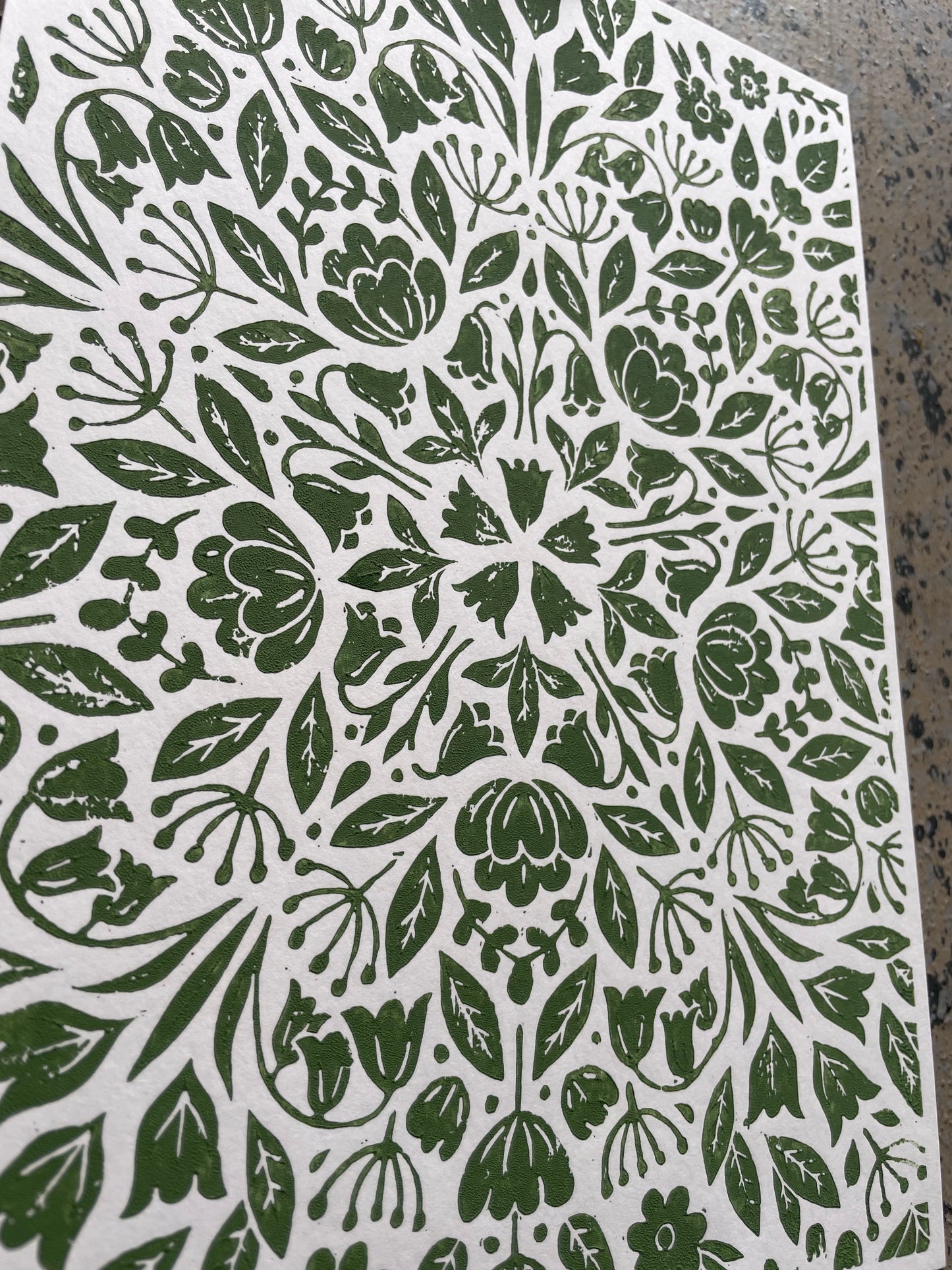Green Floral Pattern - Large A4