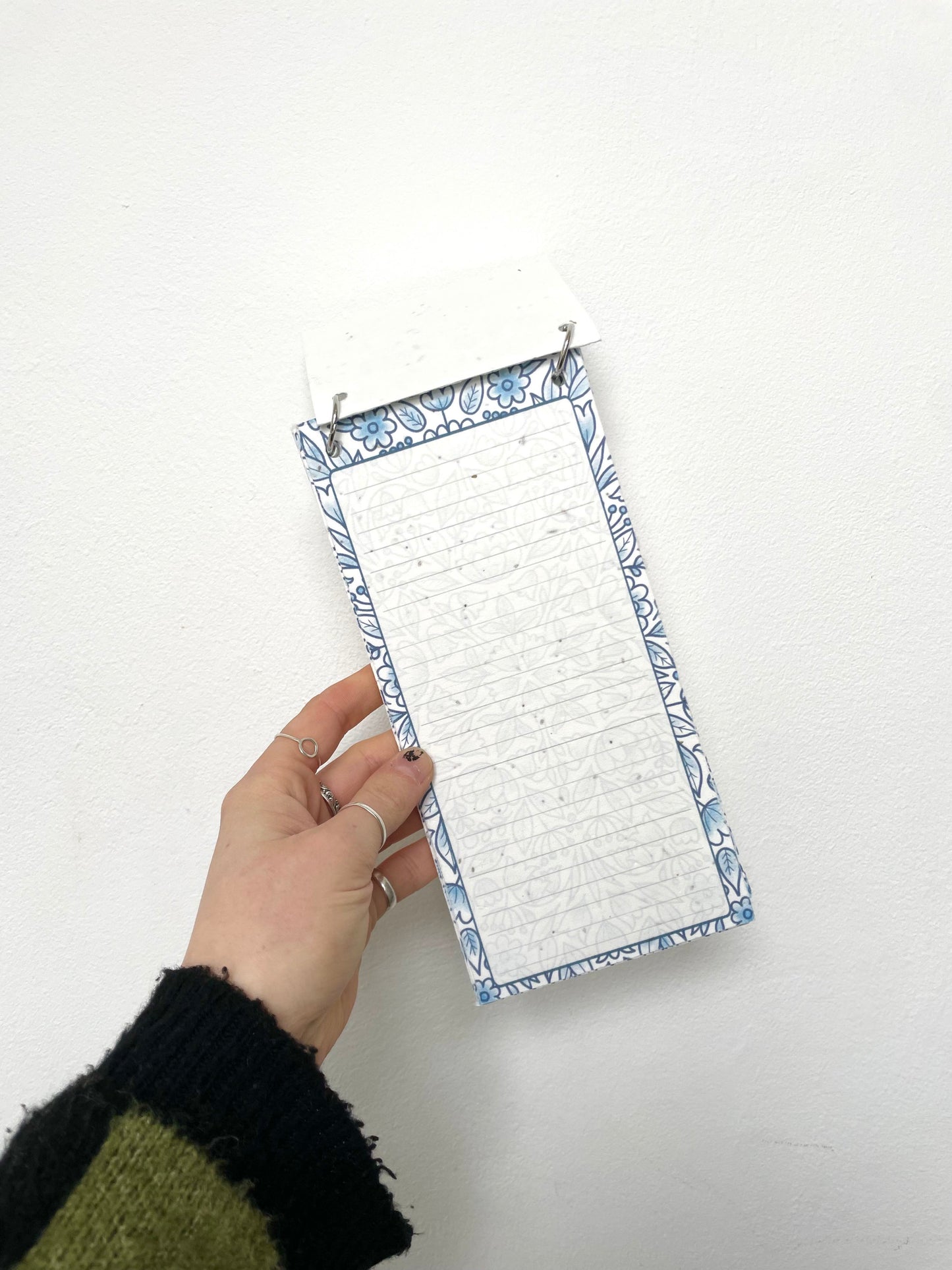 plantable ruled seed paper notebook with blue floral flower design