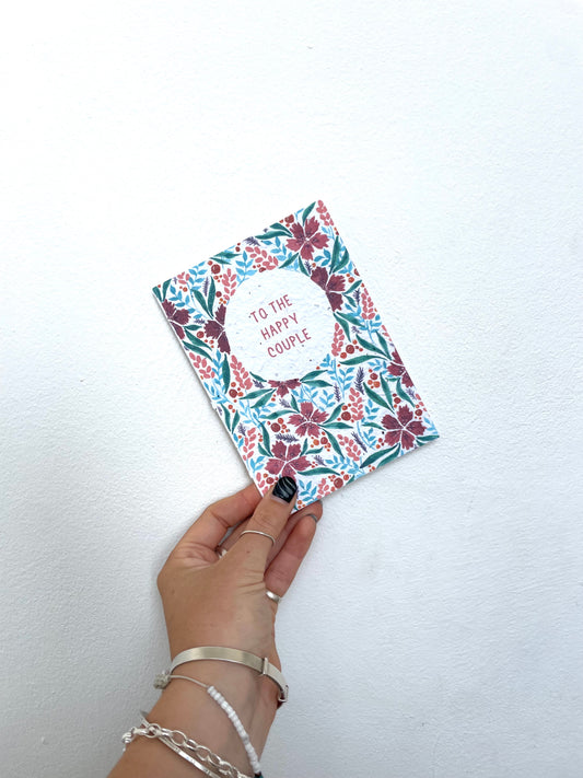 plantable seed paper greetings card with to the happy couple floral design