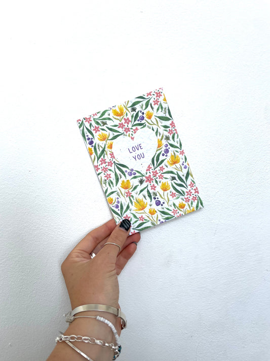 plantable seed paper greetings card with love you heart and flowers