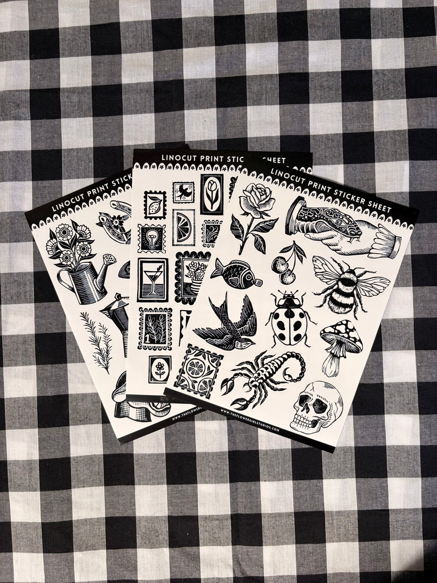 Sticker Sheet - Lino Print Tattoo Flash 2