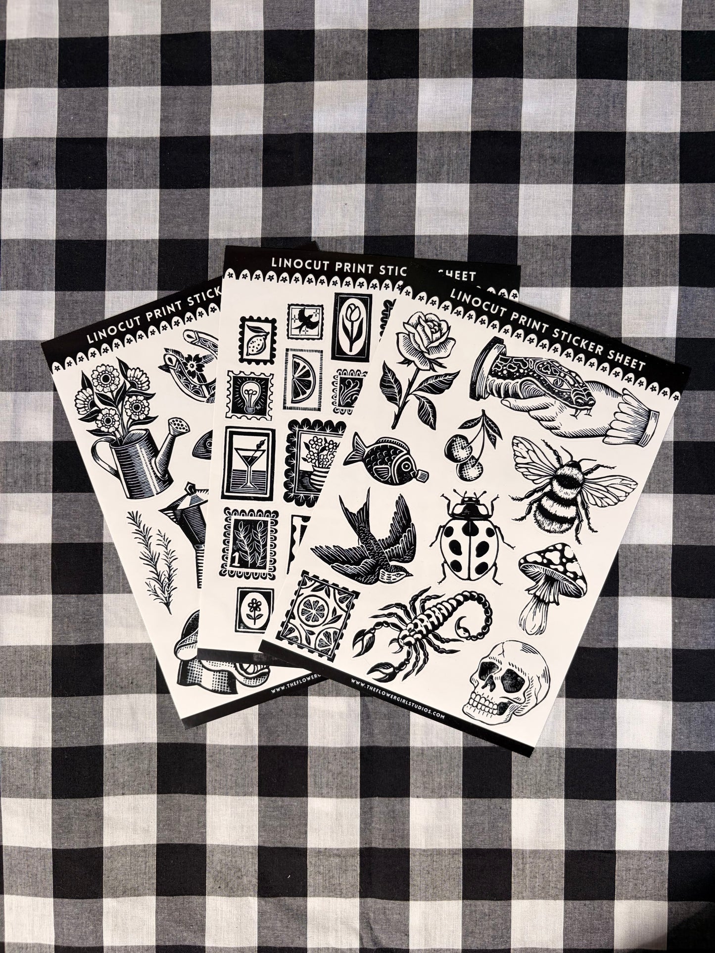 Sticker Sheet - Lino Print Tattoo Flash 1