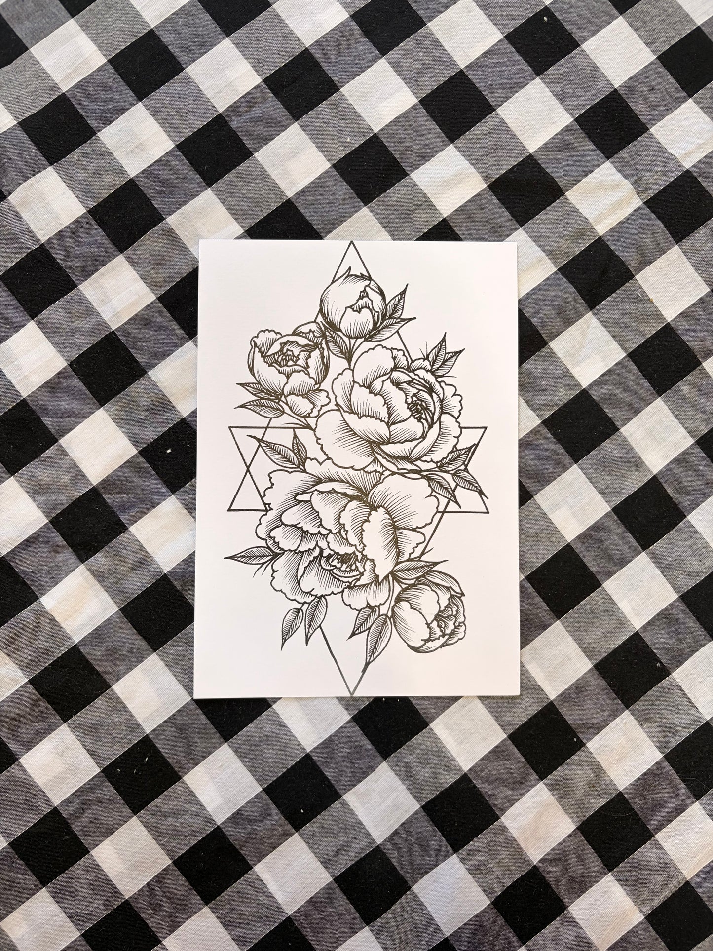 Geometric Peonies Print - A5