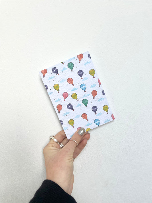 plantable seed paper greetings card with hot air balloon design