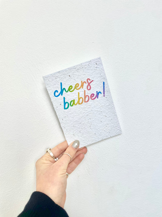 plantable seed paper greetings card with cheers babber bristol themed design