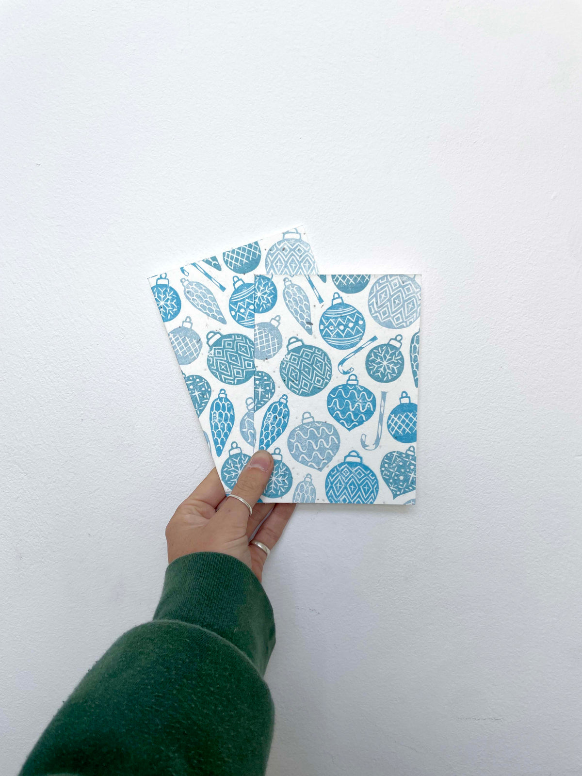 Christmas Baubles - Blue Lino