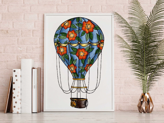 Hot Air Balloon Tattoo Flash Print - A5