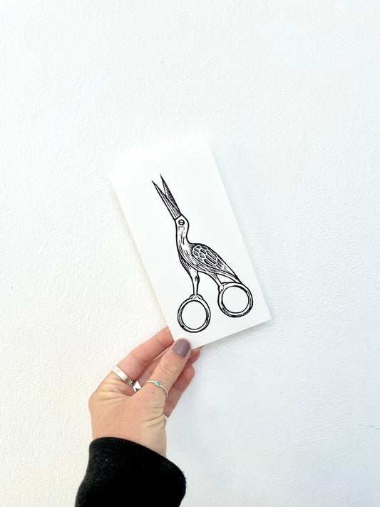Embroidery Scissors Lino Print