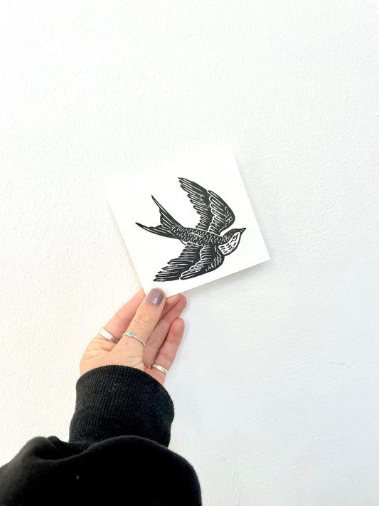 Swallow Bird Lino Print