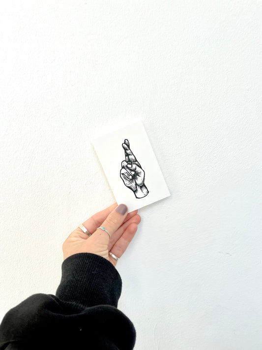 Fingers Crossed Lino Print