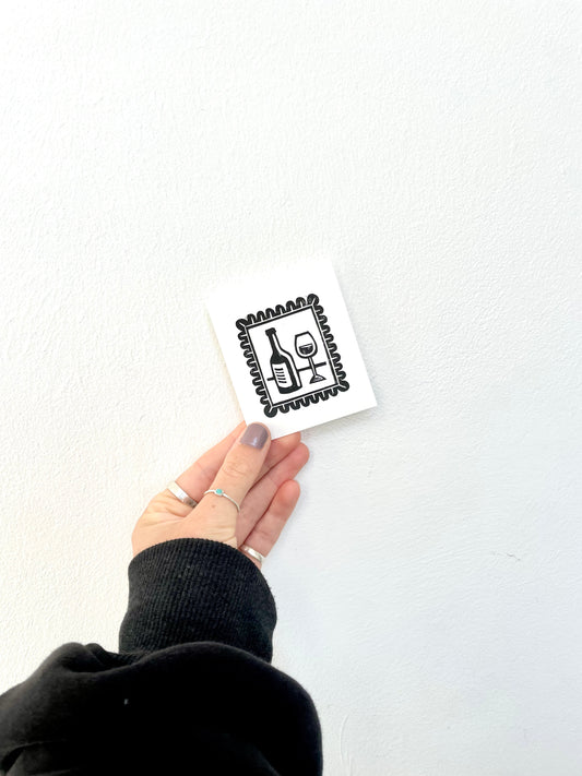 Wine Stamp Lino Print