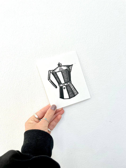 Coffee Pot Lino Print
