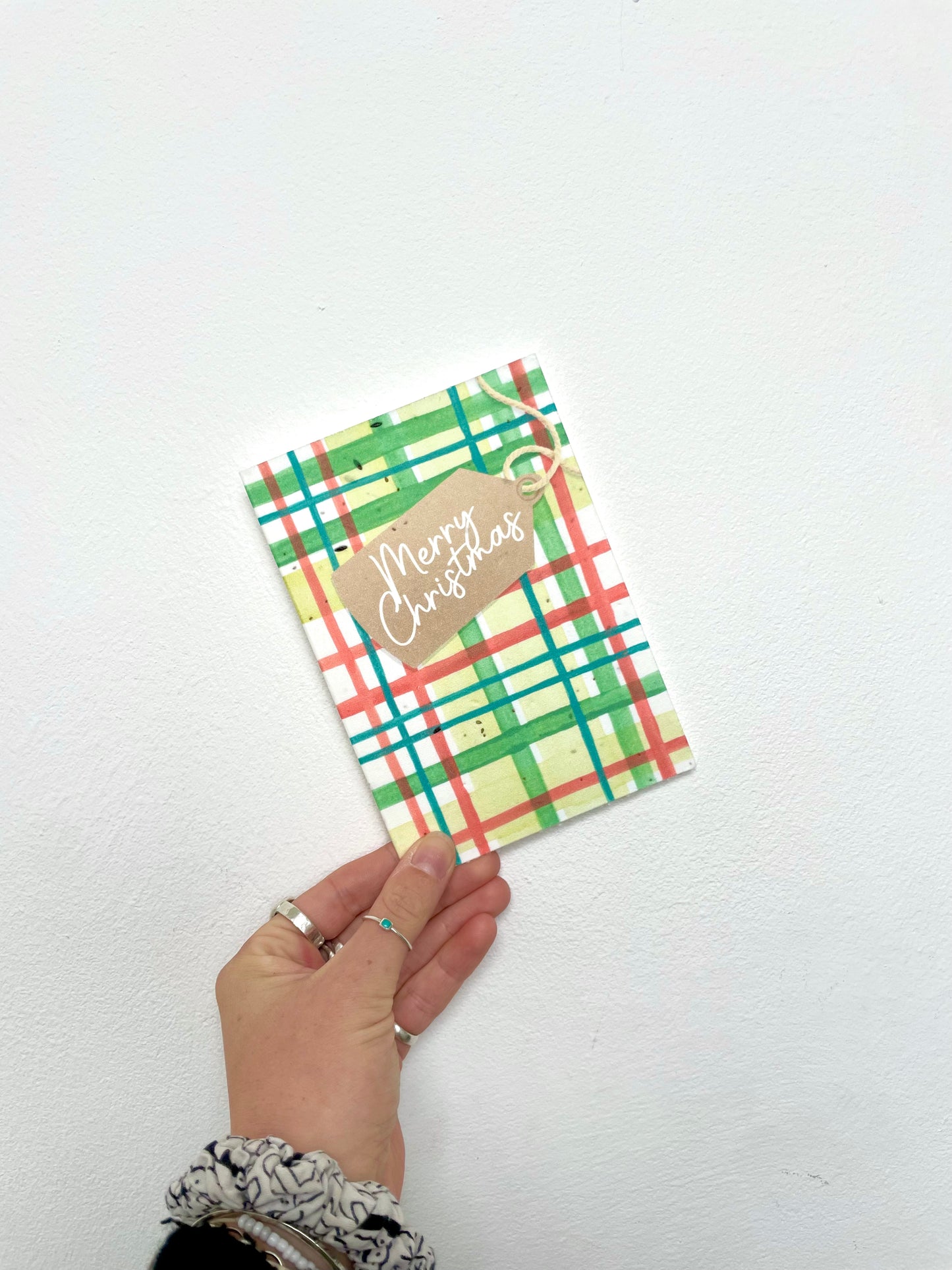 Christmas Tartan & Tag Card - Green