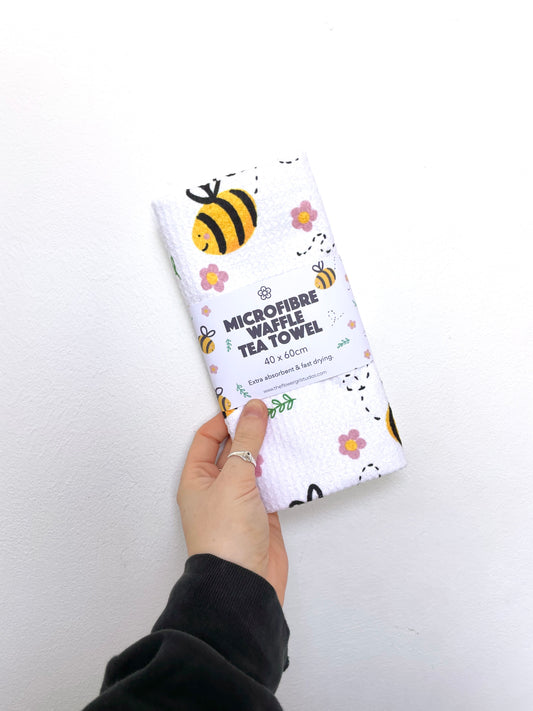 Bumblebee Microfibre Waffle Tea Towel