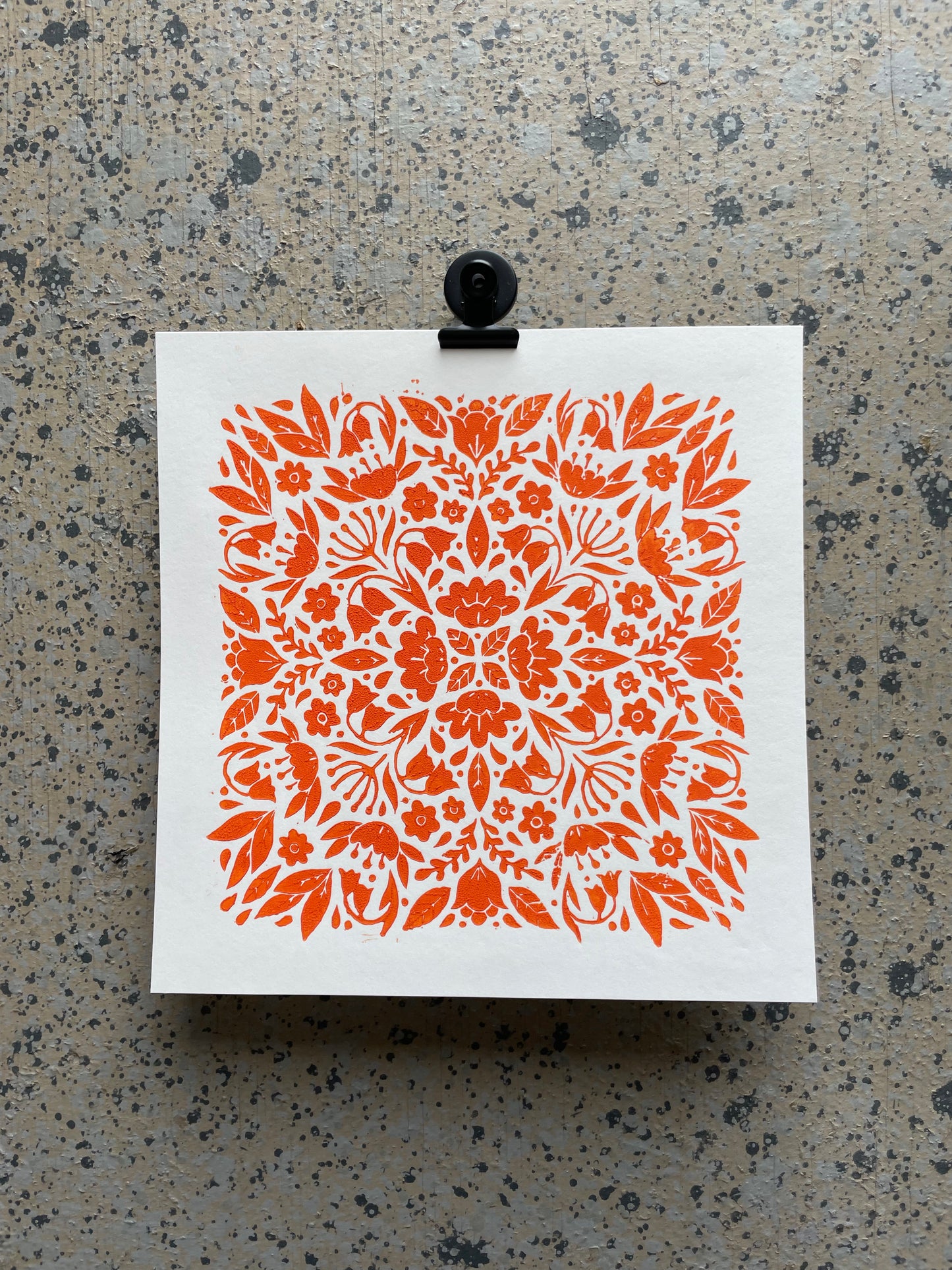 Orange Floral Pattern - Square