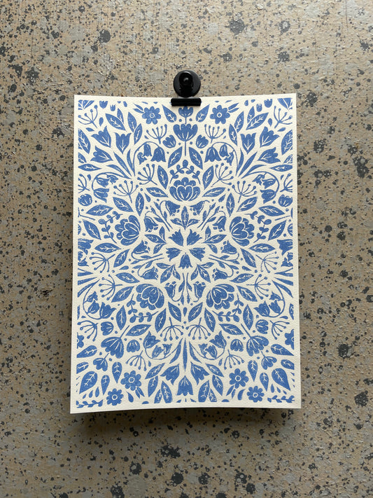 Blue Floral Pattern - Large A4