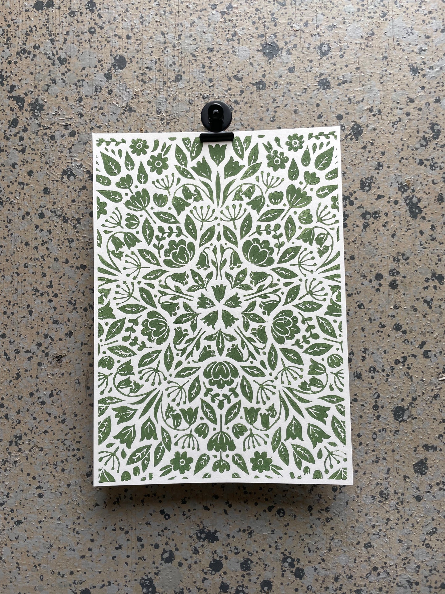 Green Floral Pattern - Large A4