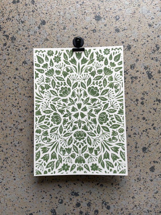 Green Floral Pattern - Large A4