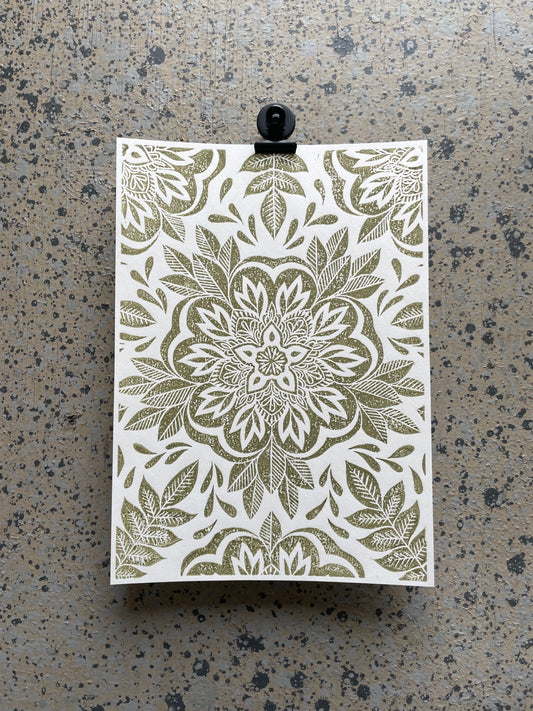 Olive Green Flowers - Large A4