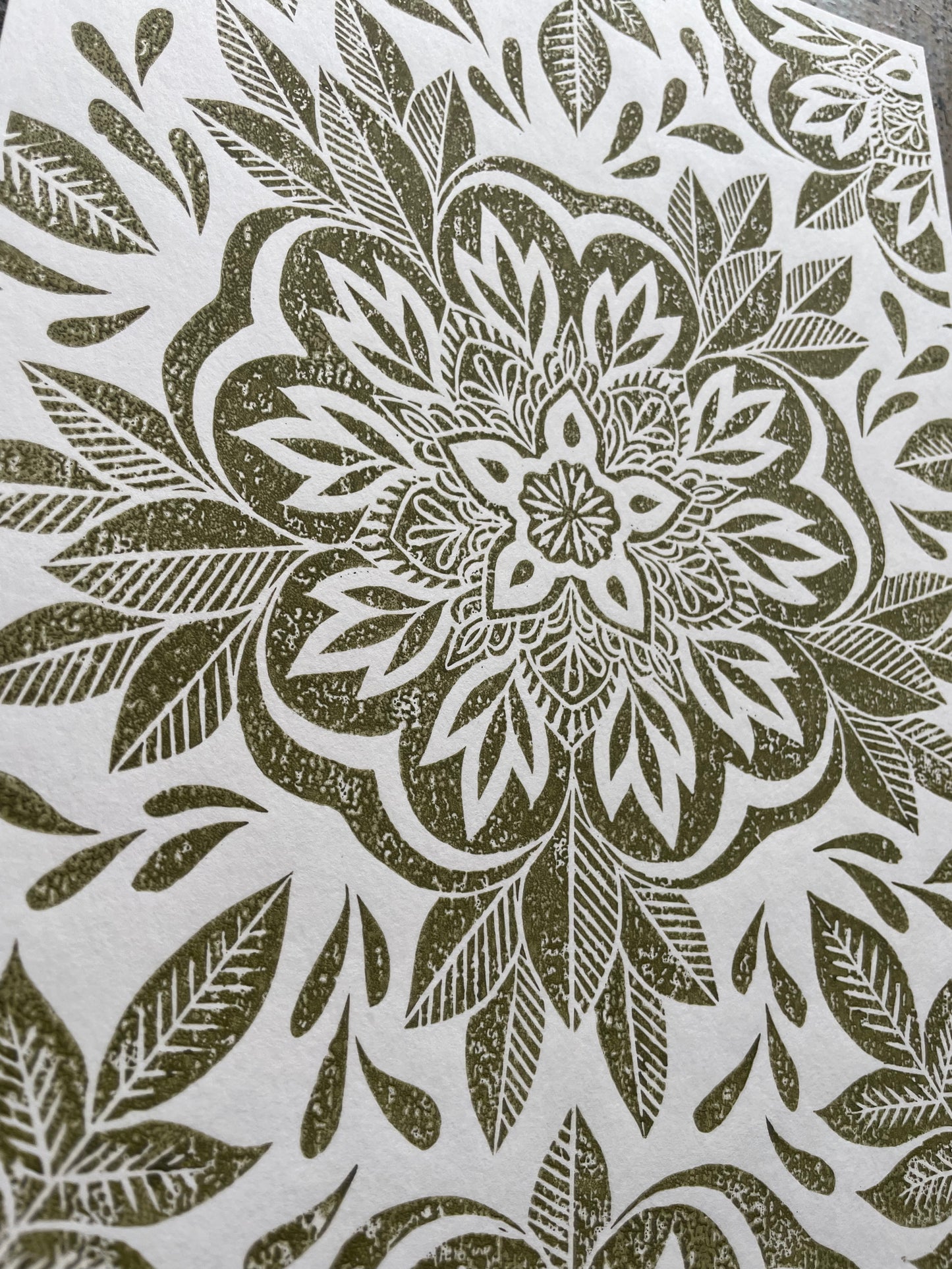 Olive Green Flowers - Large A4