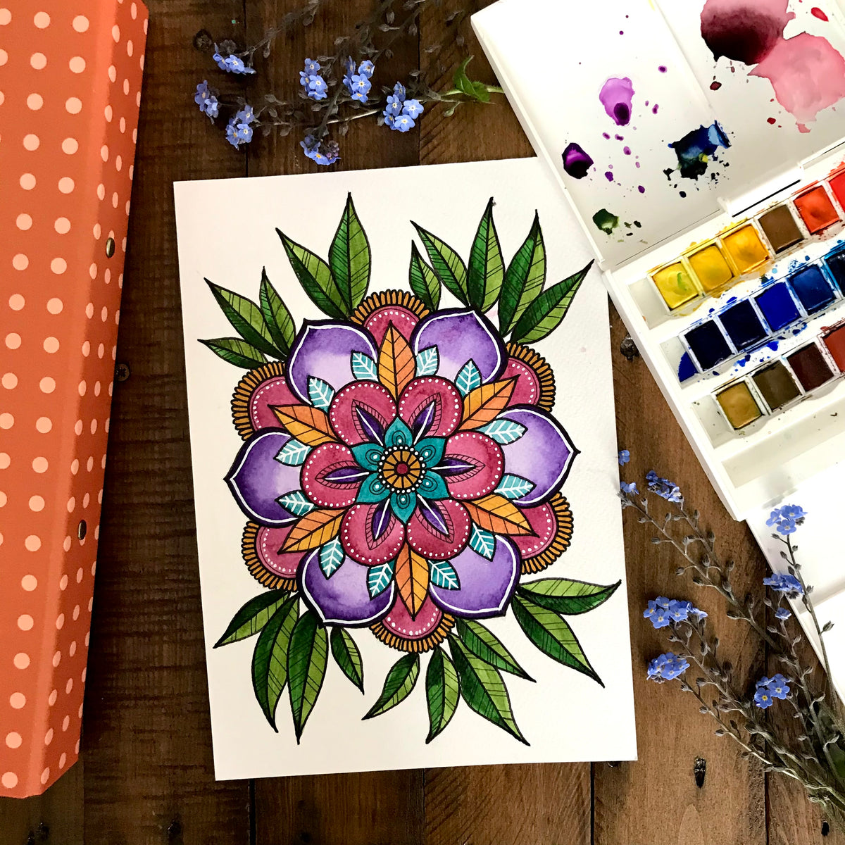 Tudor Rose Tattoo Flash Print - A5