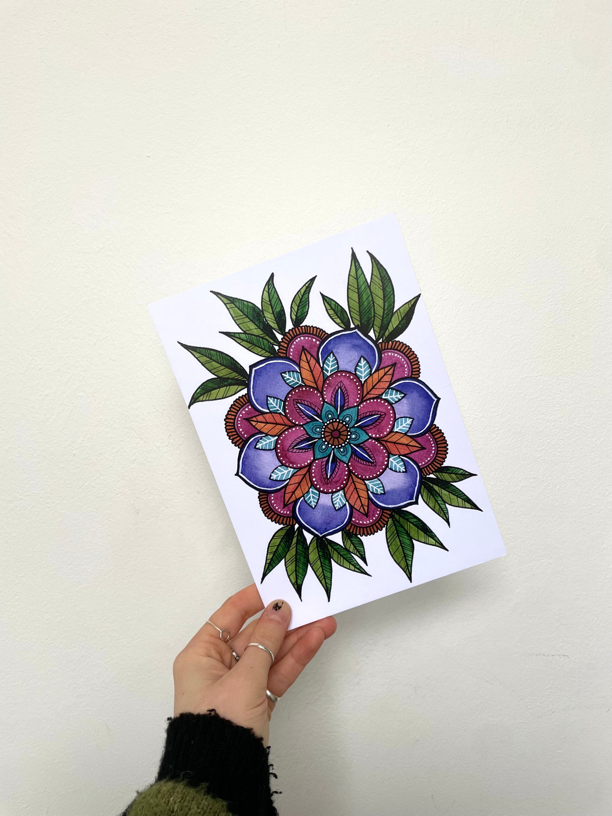 Tudor Rose Tattoo Flash Print - A5