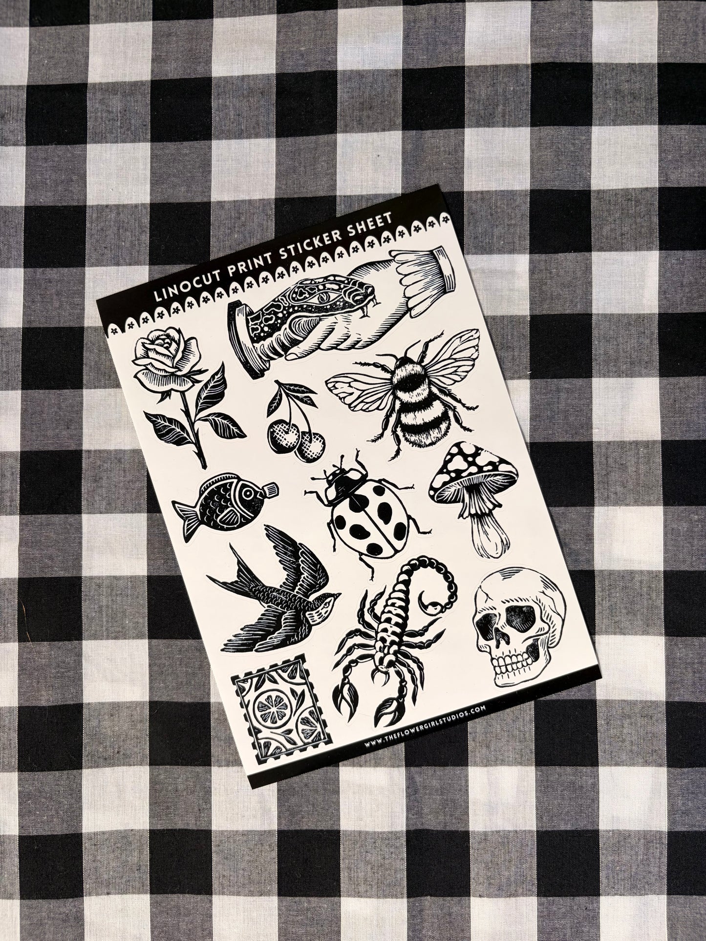 Sticker Sheet - Lino Print Tattoo Flash 1