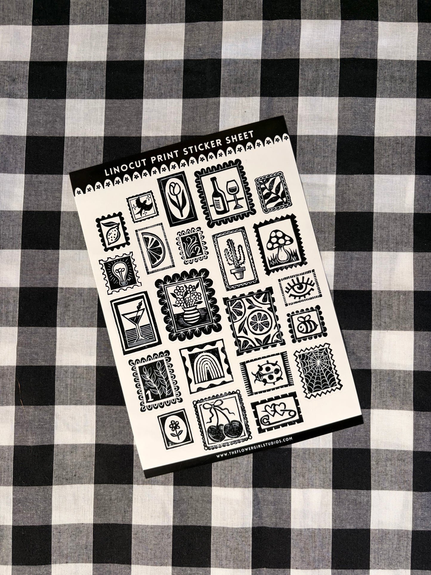 Sticker Sheet - Lino Print Stamps