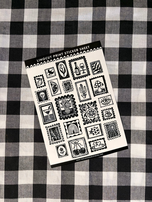 Sticker Sheet - Lino Print Stamps