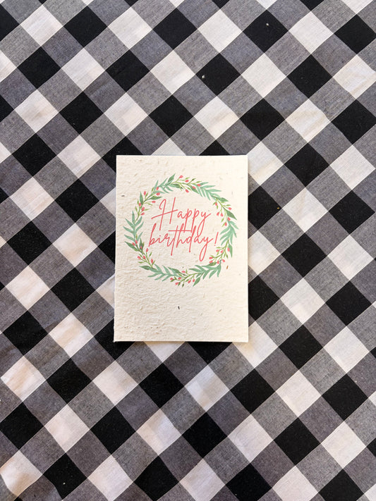 Birthday Wreath Green Plantable Seed Card