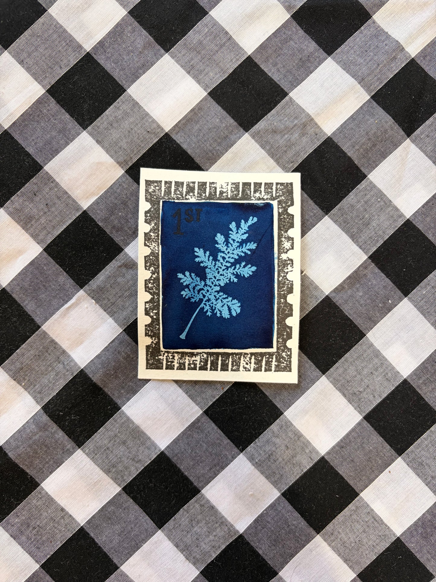 Cyanotype & Lino Print - Stamp