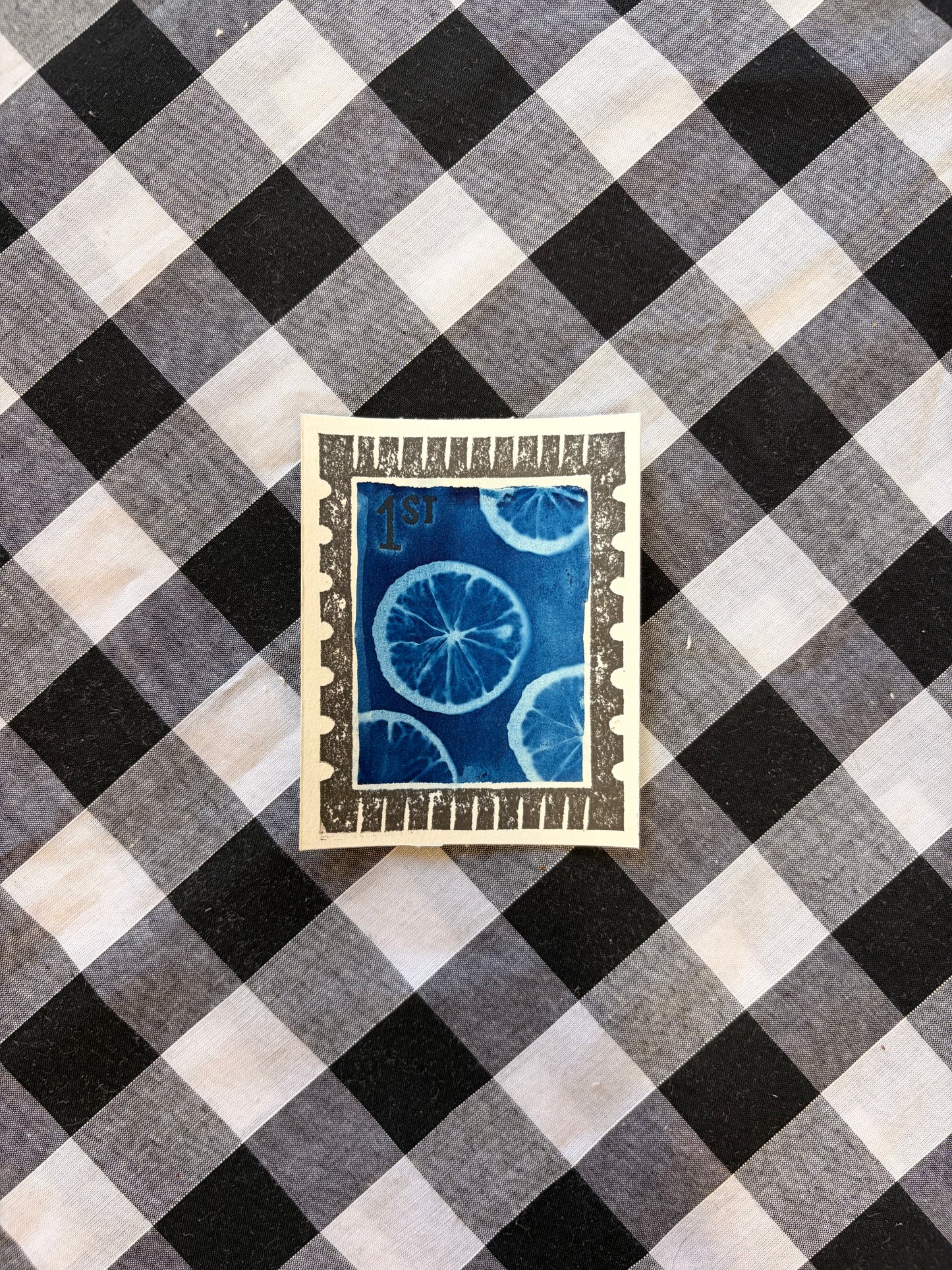 Cyanotype & Lino Print - Stamp