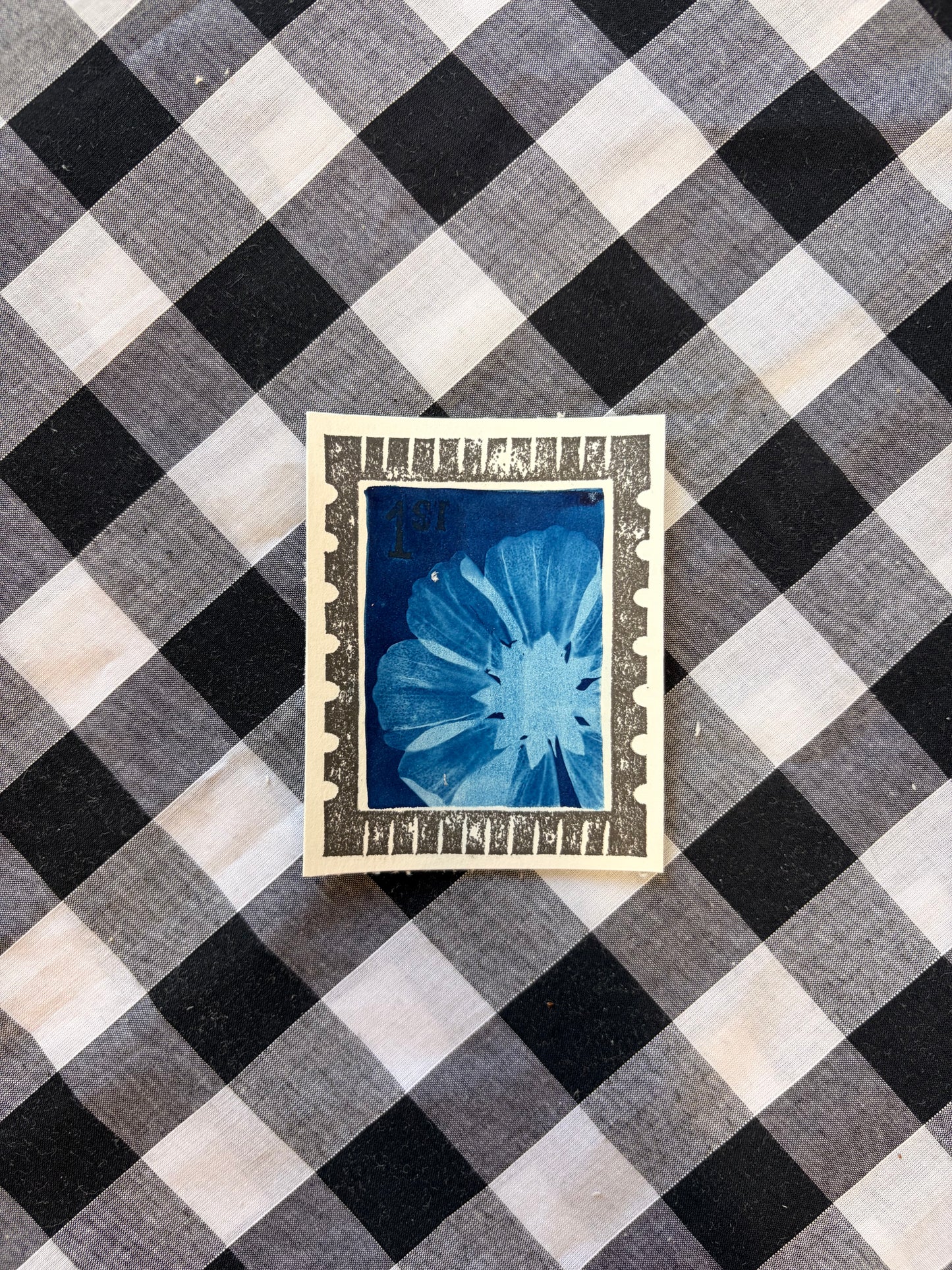 Cyanotype & Lino Print - Stamp