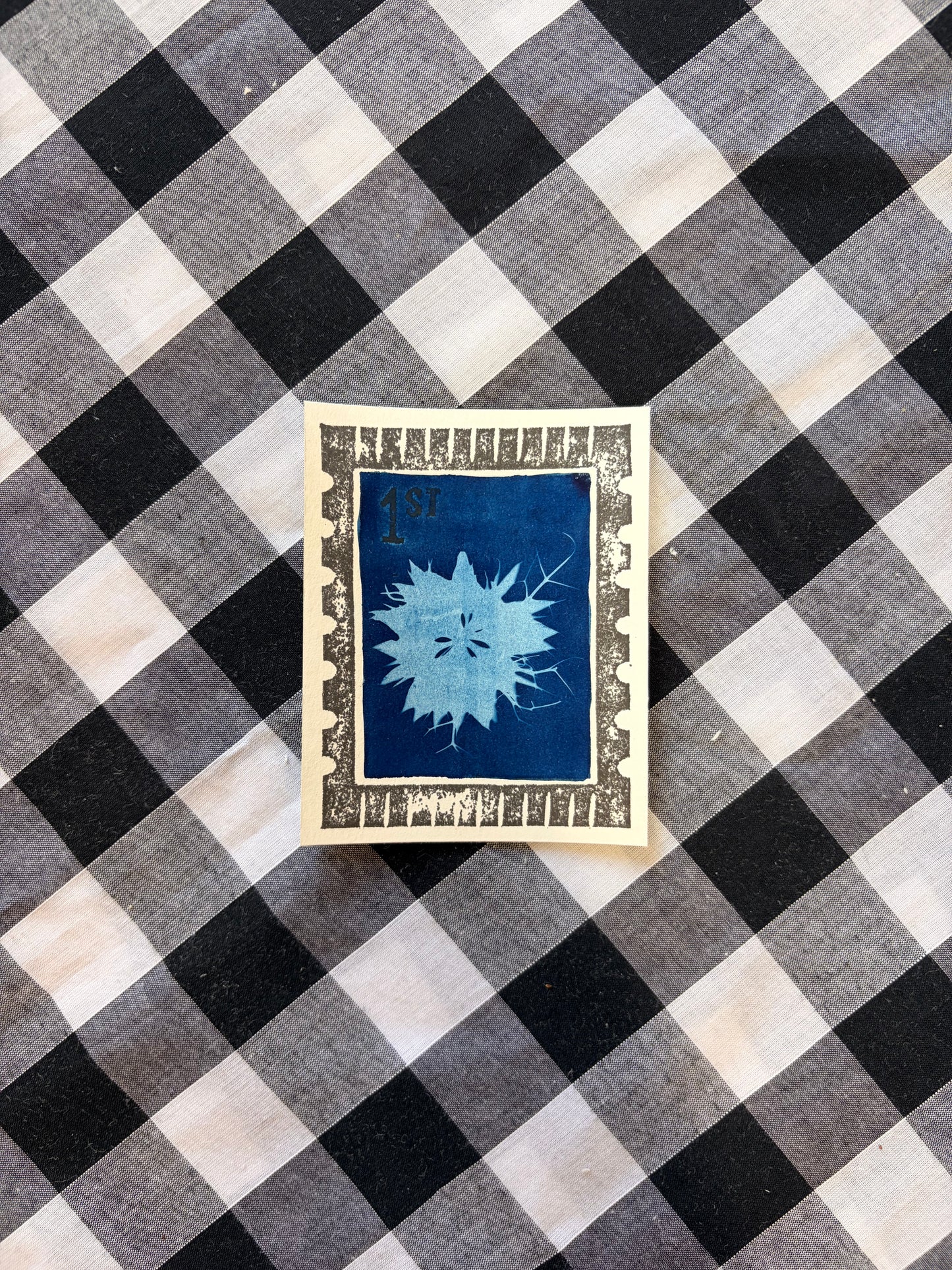 Cyanotype & Lino Print - Stamp