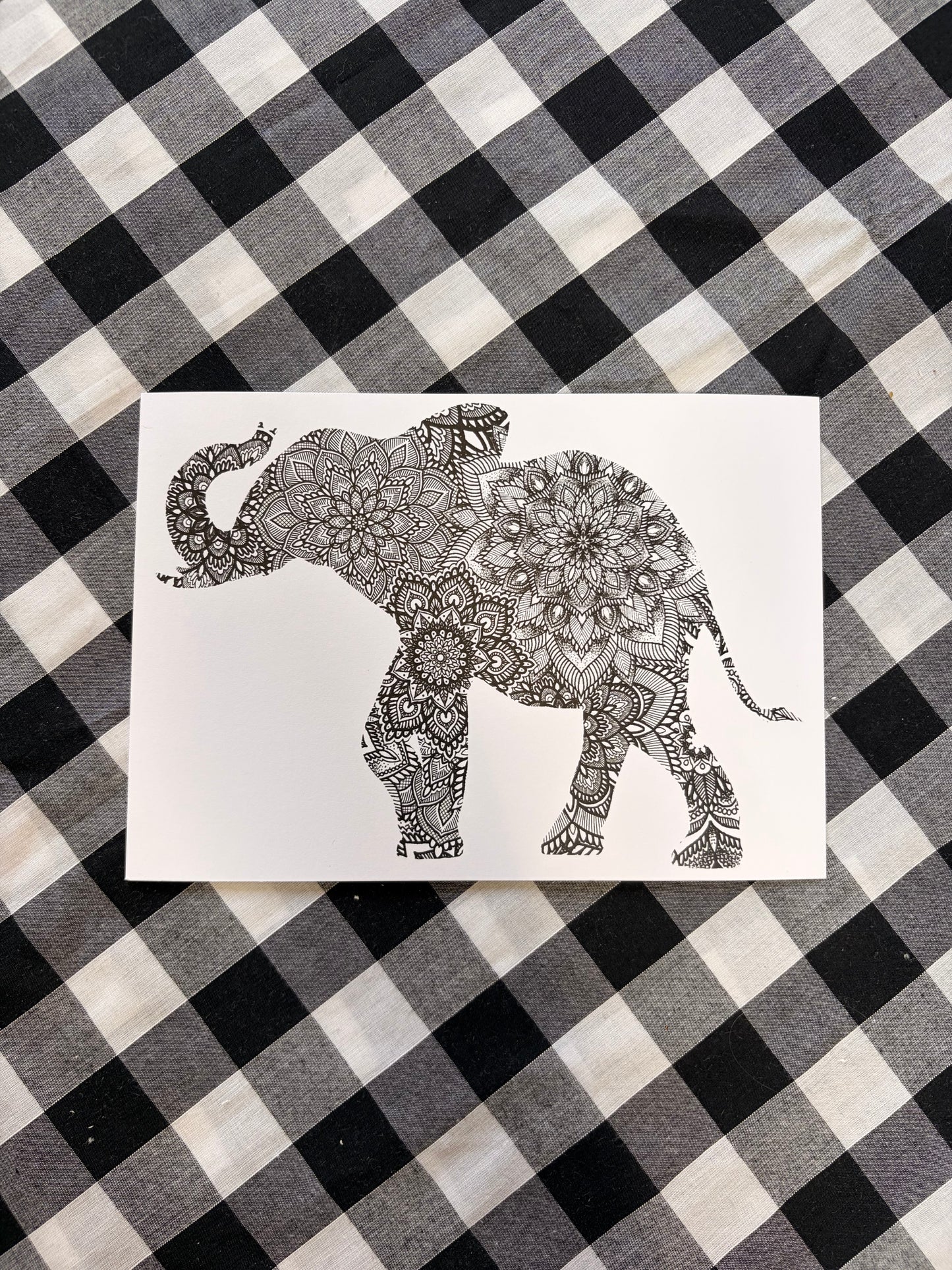 Elephant Mandala Print - A5