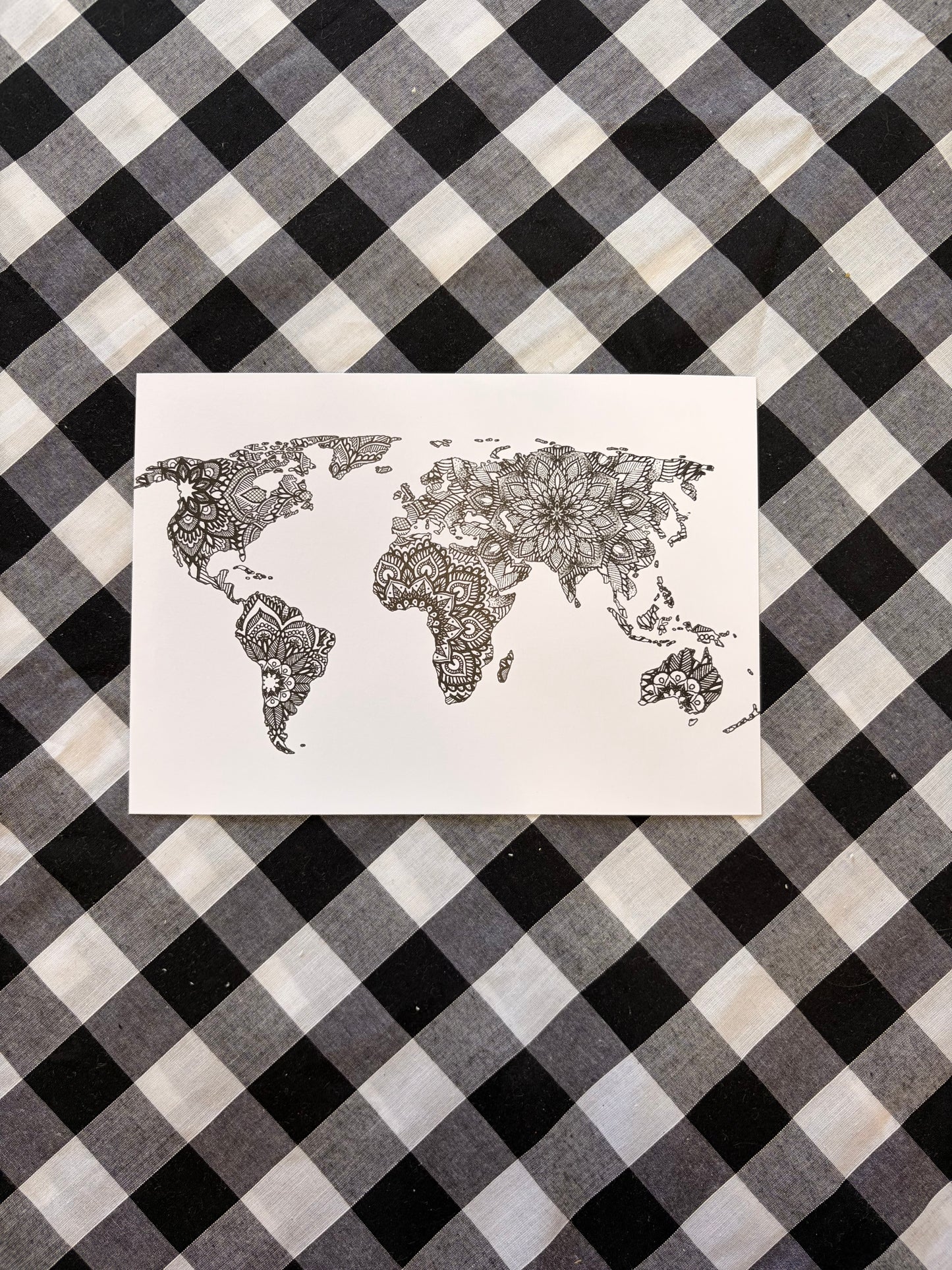 World Map Mandala Print - A5