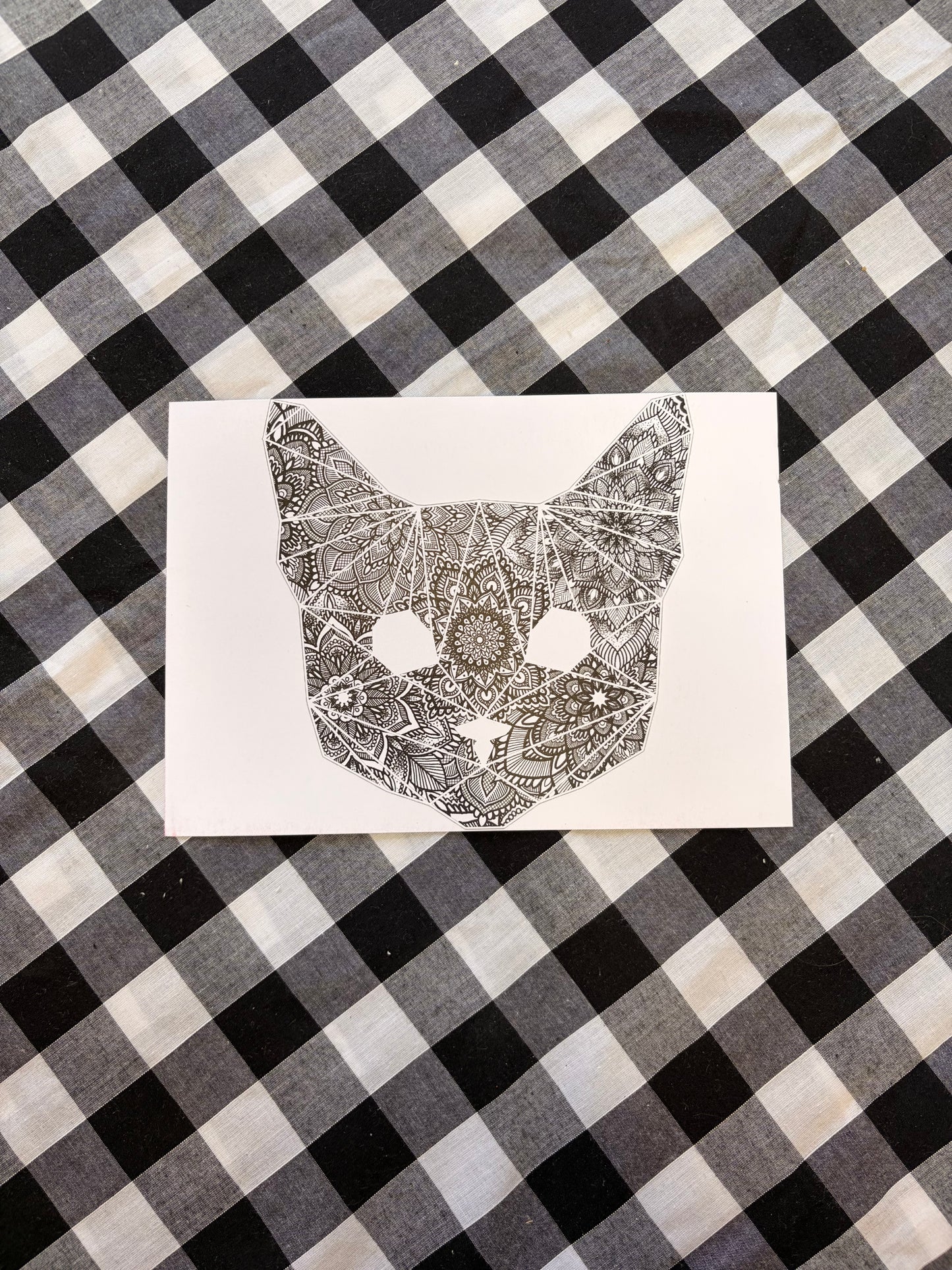 Cat Mandala Print - A5