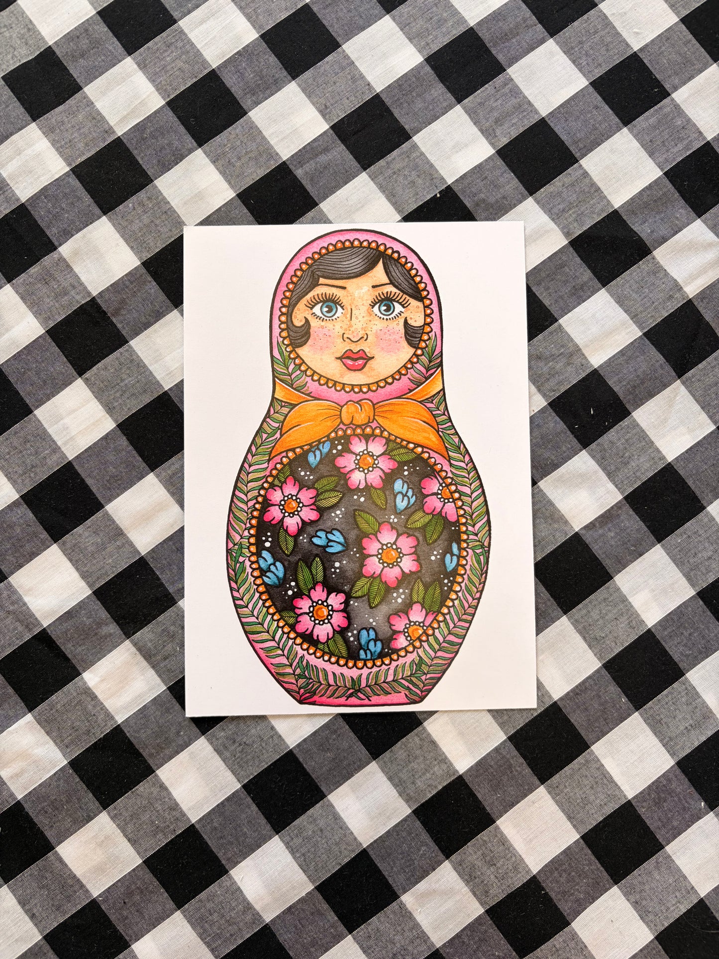 Russian Matryoshka Doll Tattoo Flash Print - A5