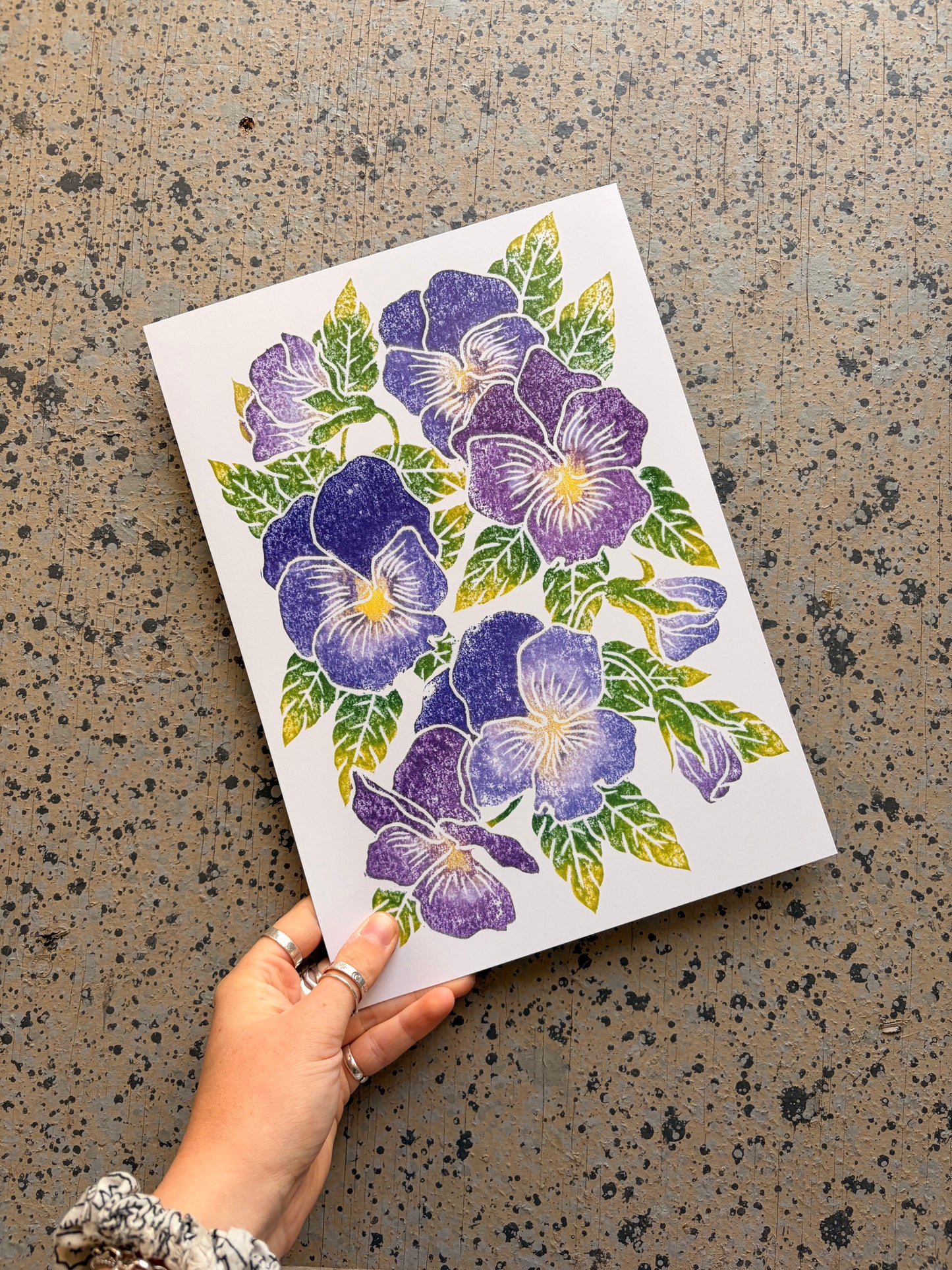 Pansies - Floral Lino Digital Print - A4