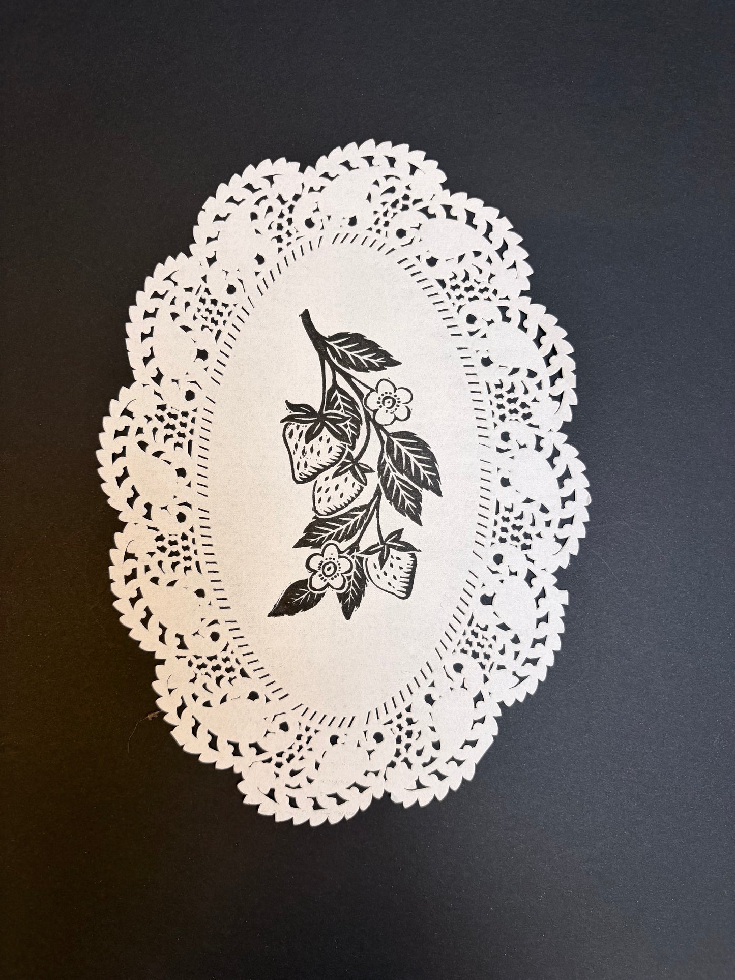 Strawberries Lino Cut Print - Doily