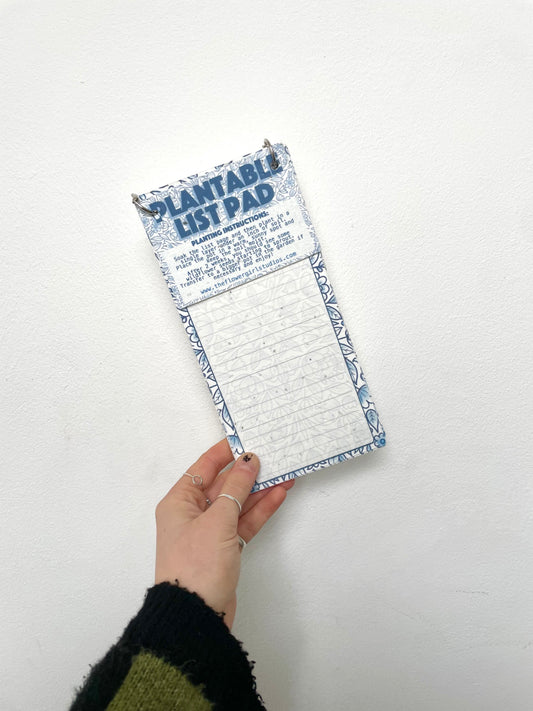 Blue Floral Plantable Seed Paper List Pad