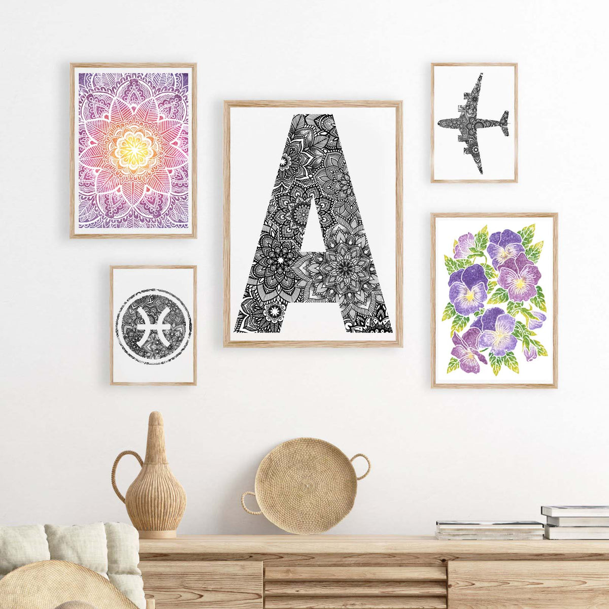 Star Signs - Choose Your Own Zodiac - Horoscope Mandala Print A5