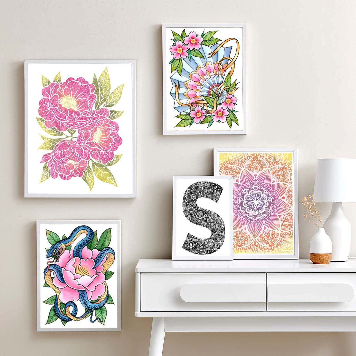 Letters - Choose Your Own Initials - Alphabet Mandala Print A5