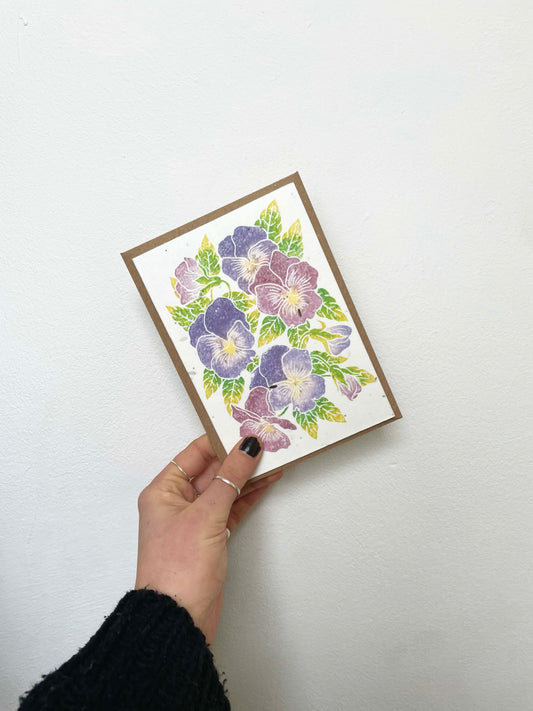 Pansies Lino Plantable Seed Card
